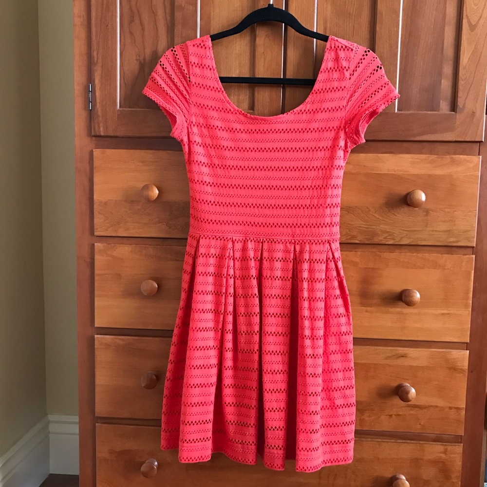 Orange Coral Eyelet Fit and Flare Dress (EUC)